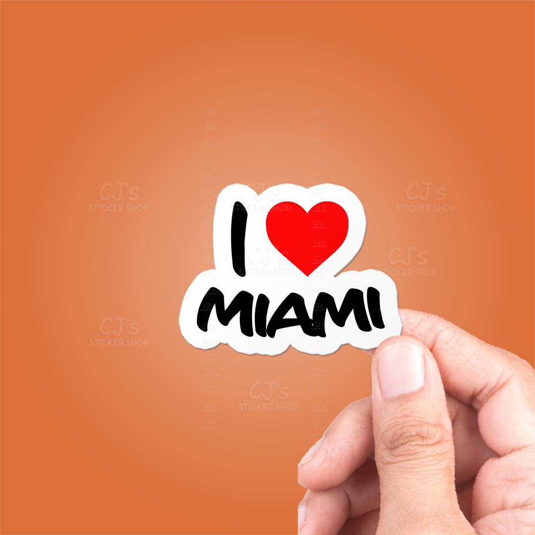 Adesivo I Love Miami Per Auto, Rotondo 8 Cm, JDM, Die Cut, Resistente UV E Autolavaggio, Per Lunotto Posteriore