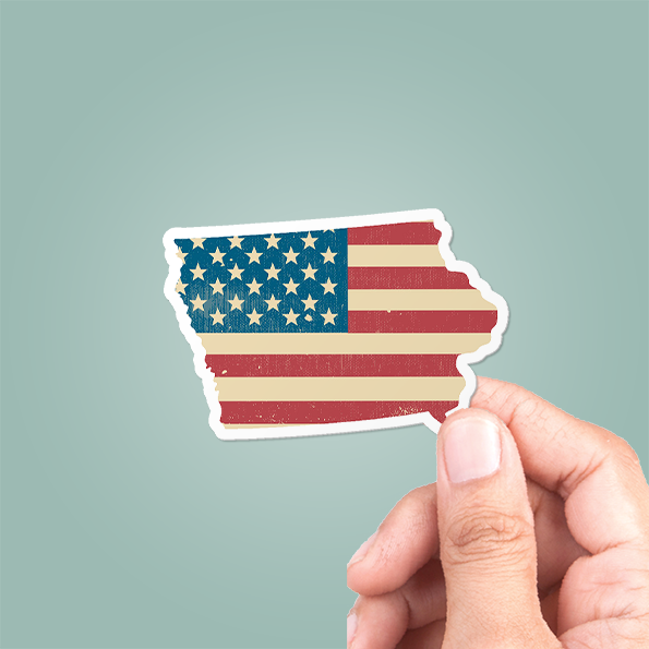 Iowa Flag Map Sticker Iowa American Flag Sticker – CJ's Sticker Shop