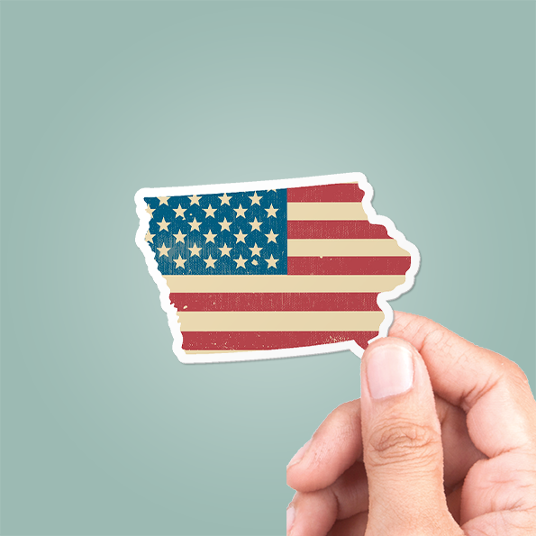 Iowa American Flag Sticker