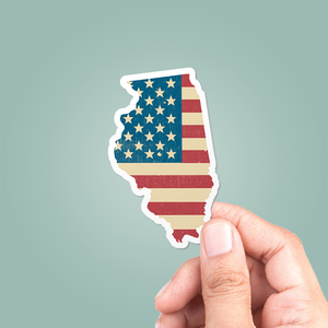 Illinois American Flag Sticker