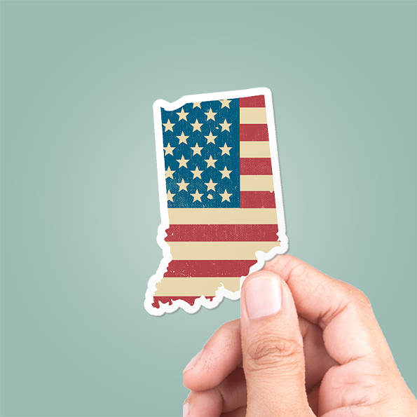 Indiana American Flag Sticker