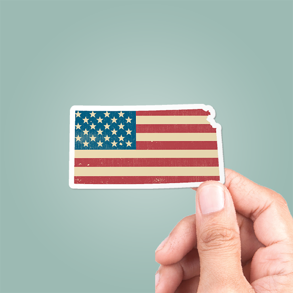 Kansas American Flag Sticker