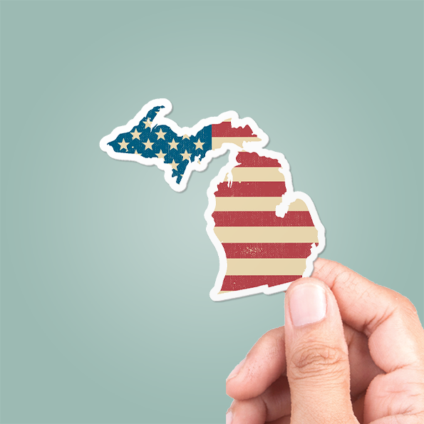 Michigan American Flag Sticker