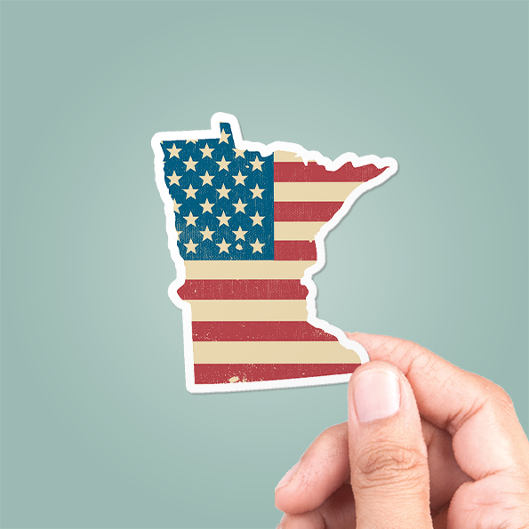 Minnesota American Flag Sticker