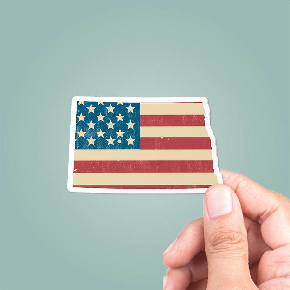 North Dakota American Flag Sticker