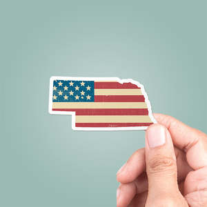 Nebraska American Flag Sticker
