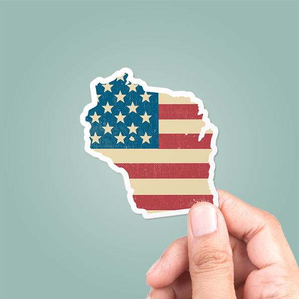 Wisconsin American Flag Sticker