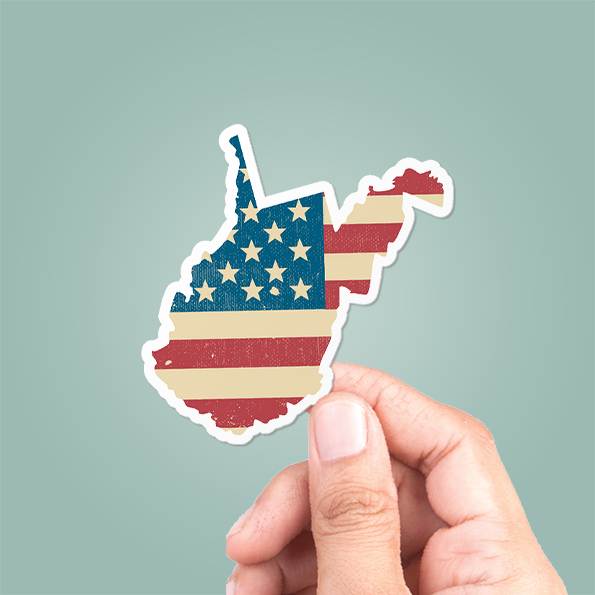 West Virginia American Flag Sticker