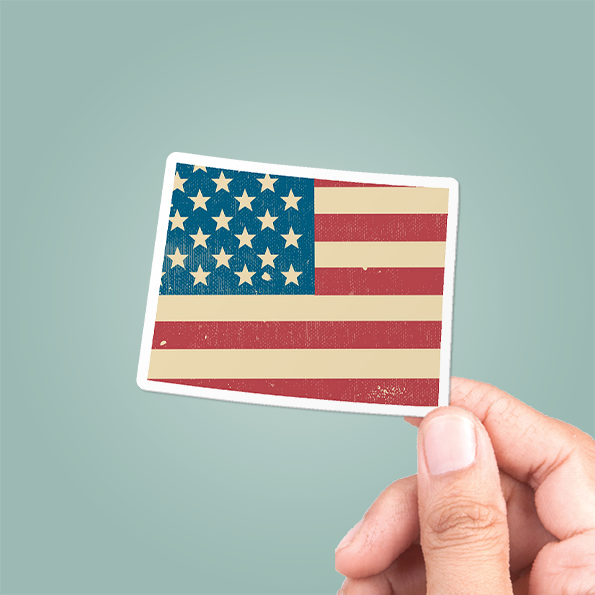 Wyoming American Flag Sticker