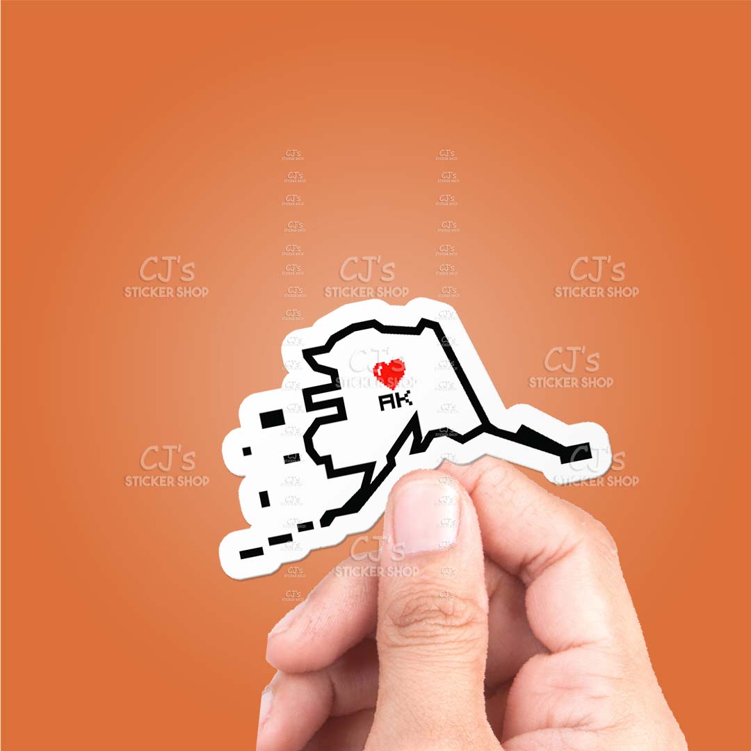 Alaska Pixel Heart State Outline Sticker