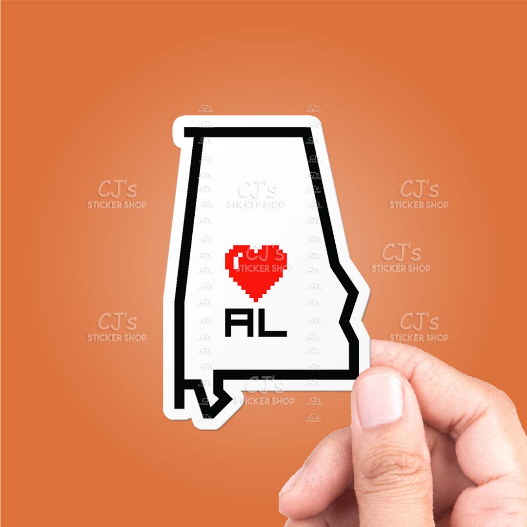 Alabama Pixel Heart State Outline Sticker