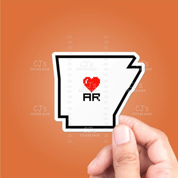 Arkansas Pixel Heart State Outline Sticker