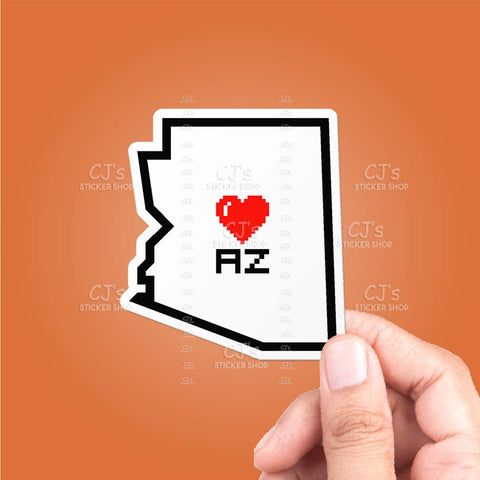 Arizona Pixel Heart State Outline Sticker