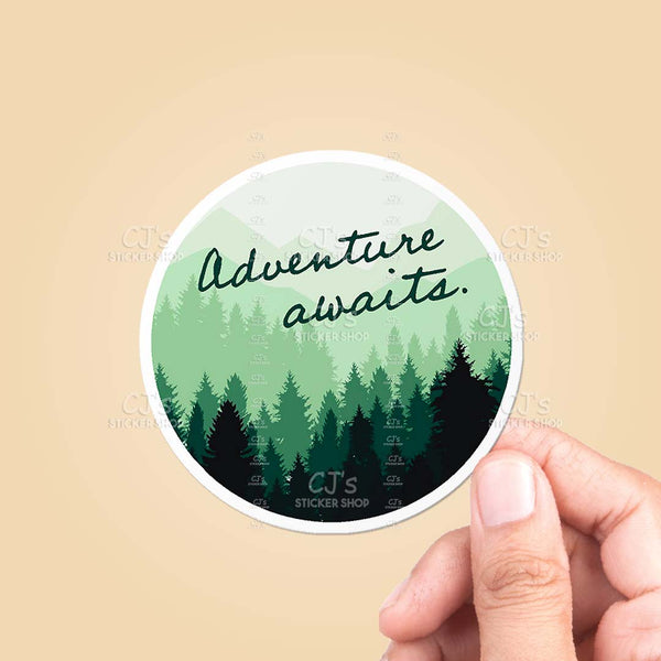 Adventure Awaits Woods Circle Sticker