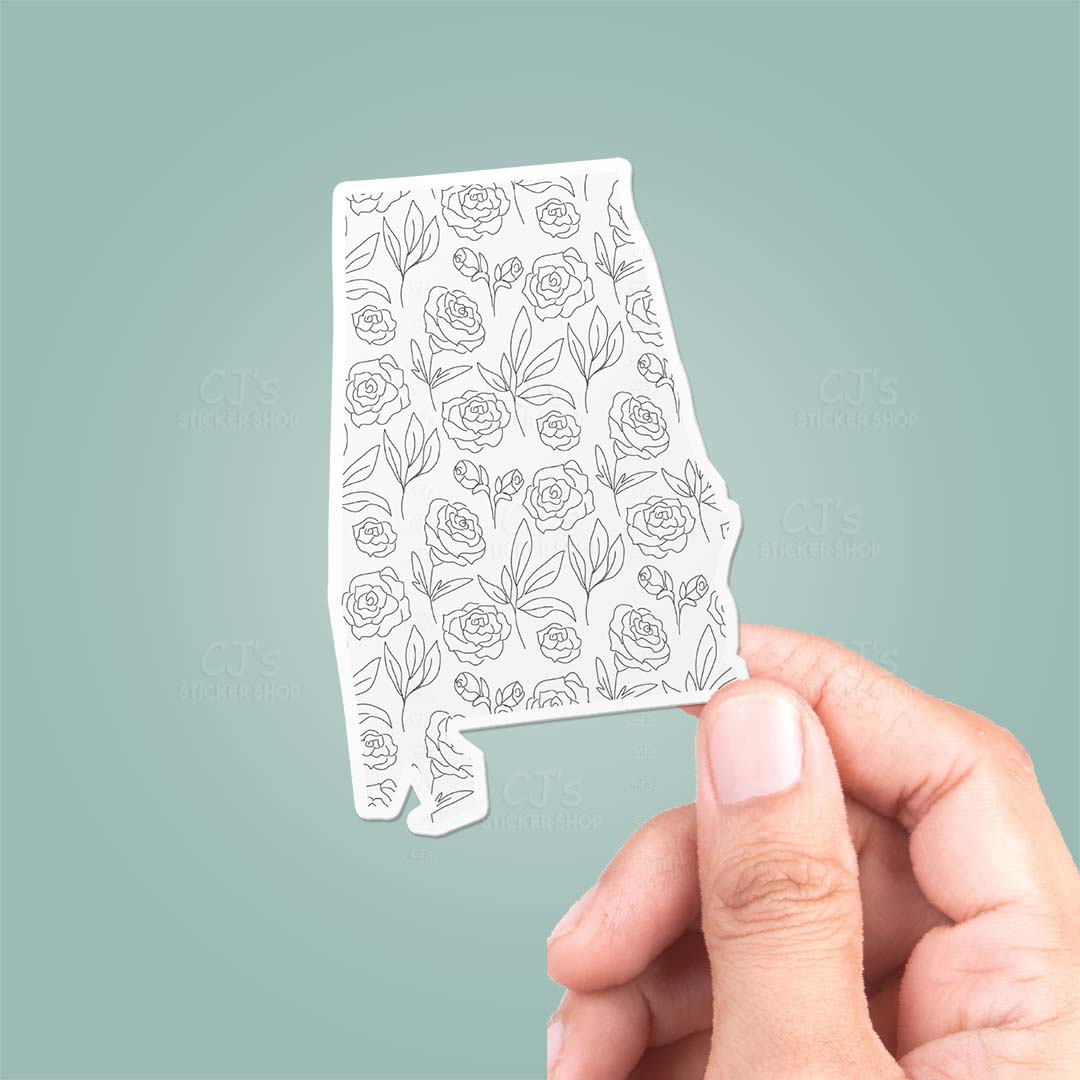 Alabama AL Floral Pattern Sticker