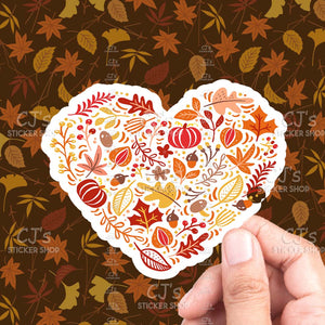 Colorful Cute Autumn Heart Sticker