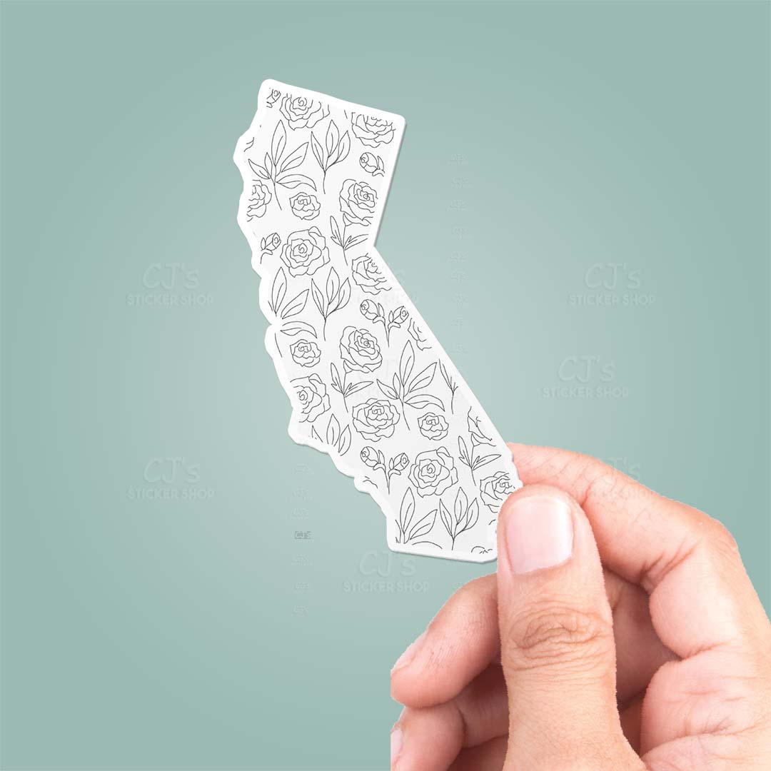 California CA Floral Pattern Sticker