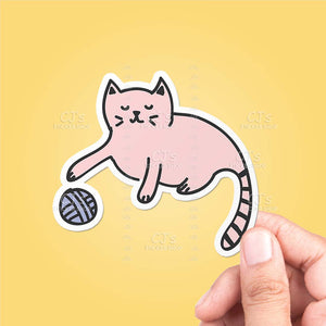 Cat With Yarn Sticker