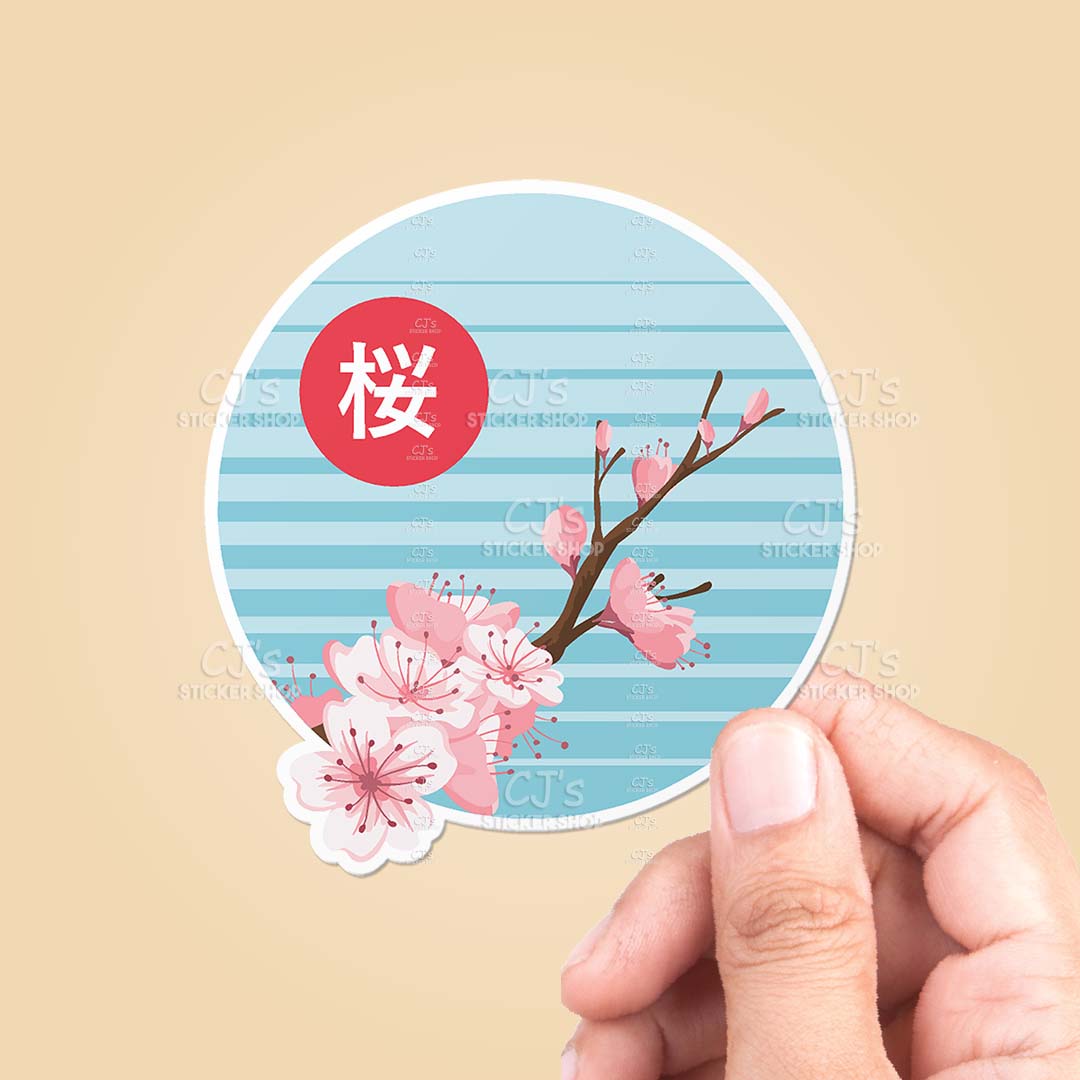 Cherry Blossom Circle Sticker