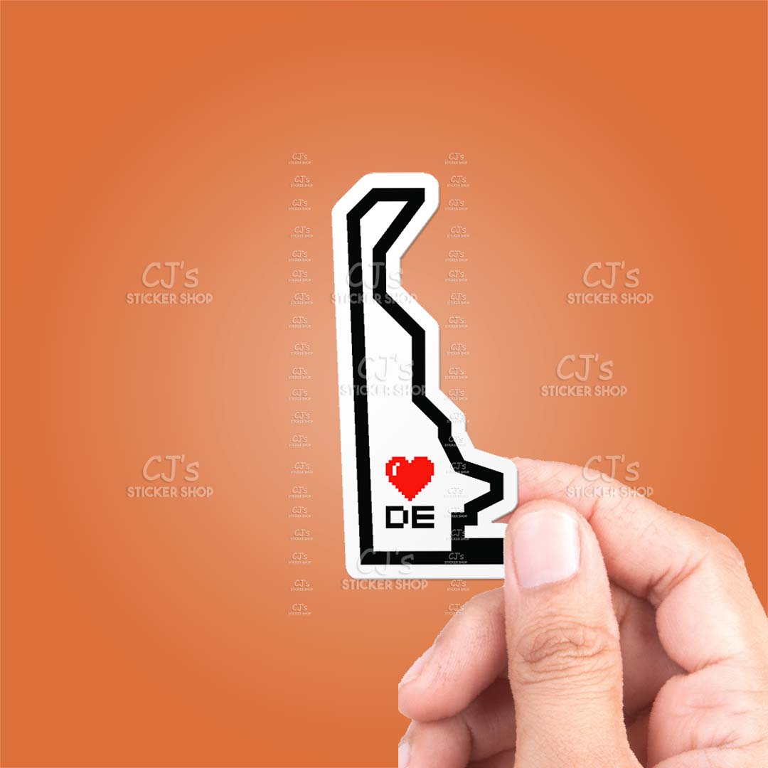 Delaware Pixel Heart State Outline Sticker
