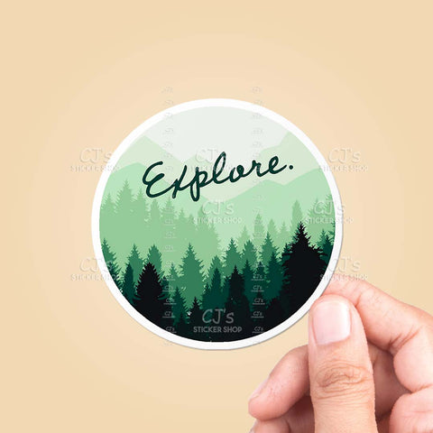 Explore. Woods Circle Sticker