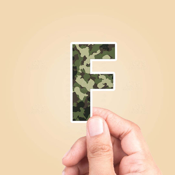 Letter "F" Camo Sticker