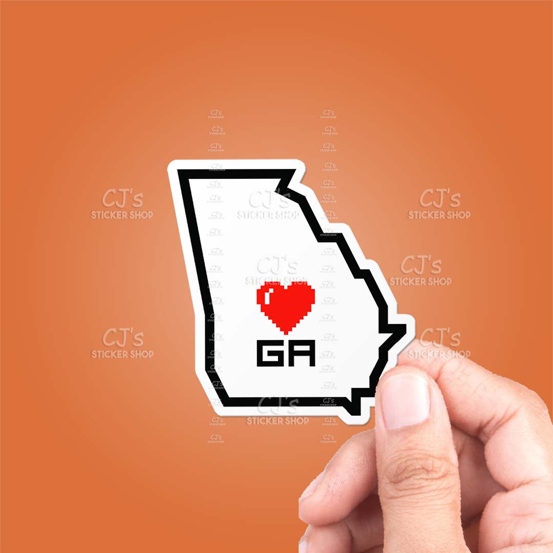 Georgia Pixel Heart State Outline Sticker