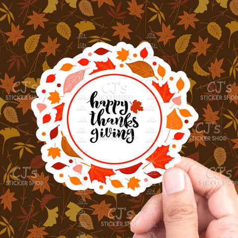 Happy Thanksgiving Leaves V1 Sticker