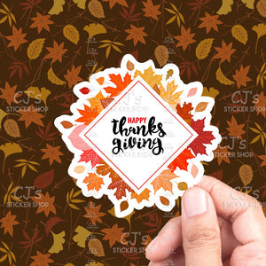 Happy Thanksgiving Leaves V2 Sticker