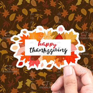 Happy Thanksgiving Leaves V3 Sticker