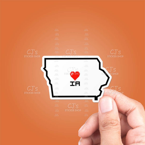 Iowa Pixel Heart State Outline Sticker