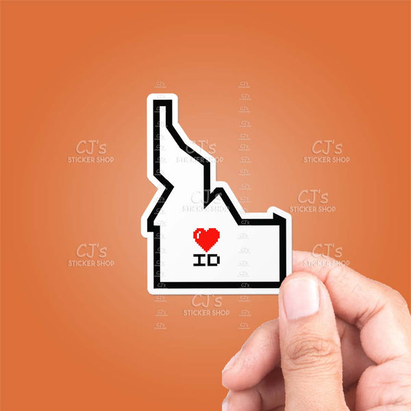 Idaho Pixel Heart State Outline Sticker