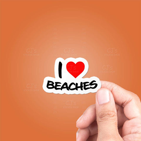 I Love Beaches Sticker