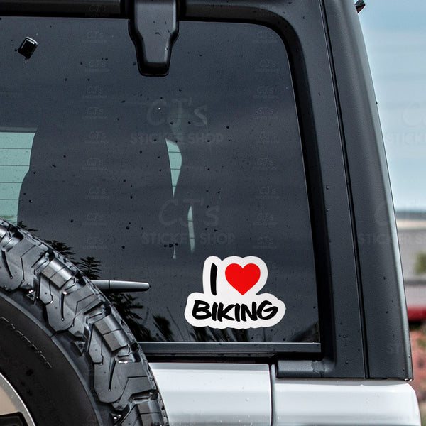 I Love Biking Sticker