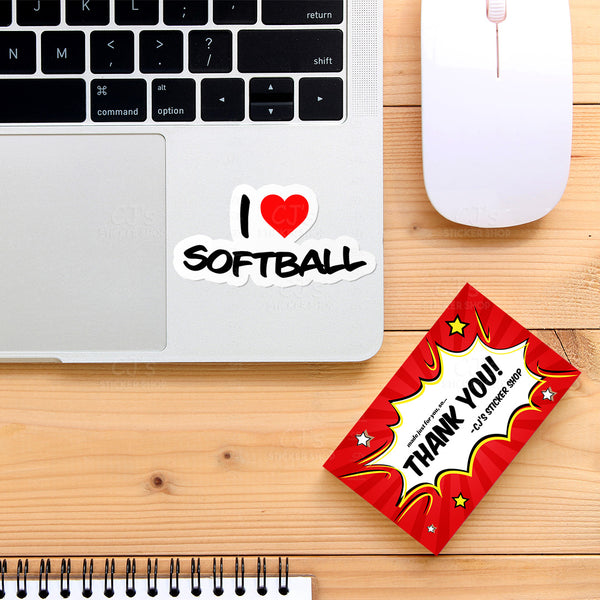 I Love Softball Sticker