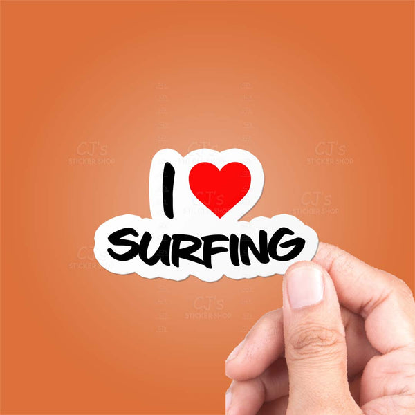 I Love Surfing Sticker