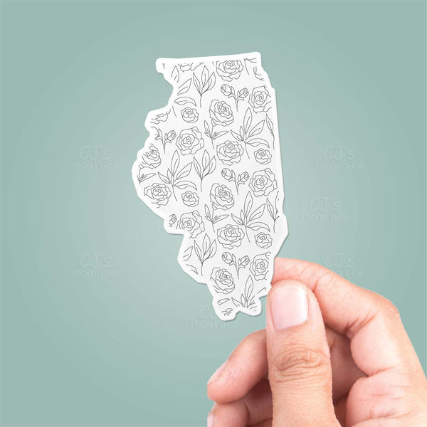 Illinois IL Floral Pattern Sticker