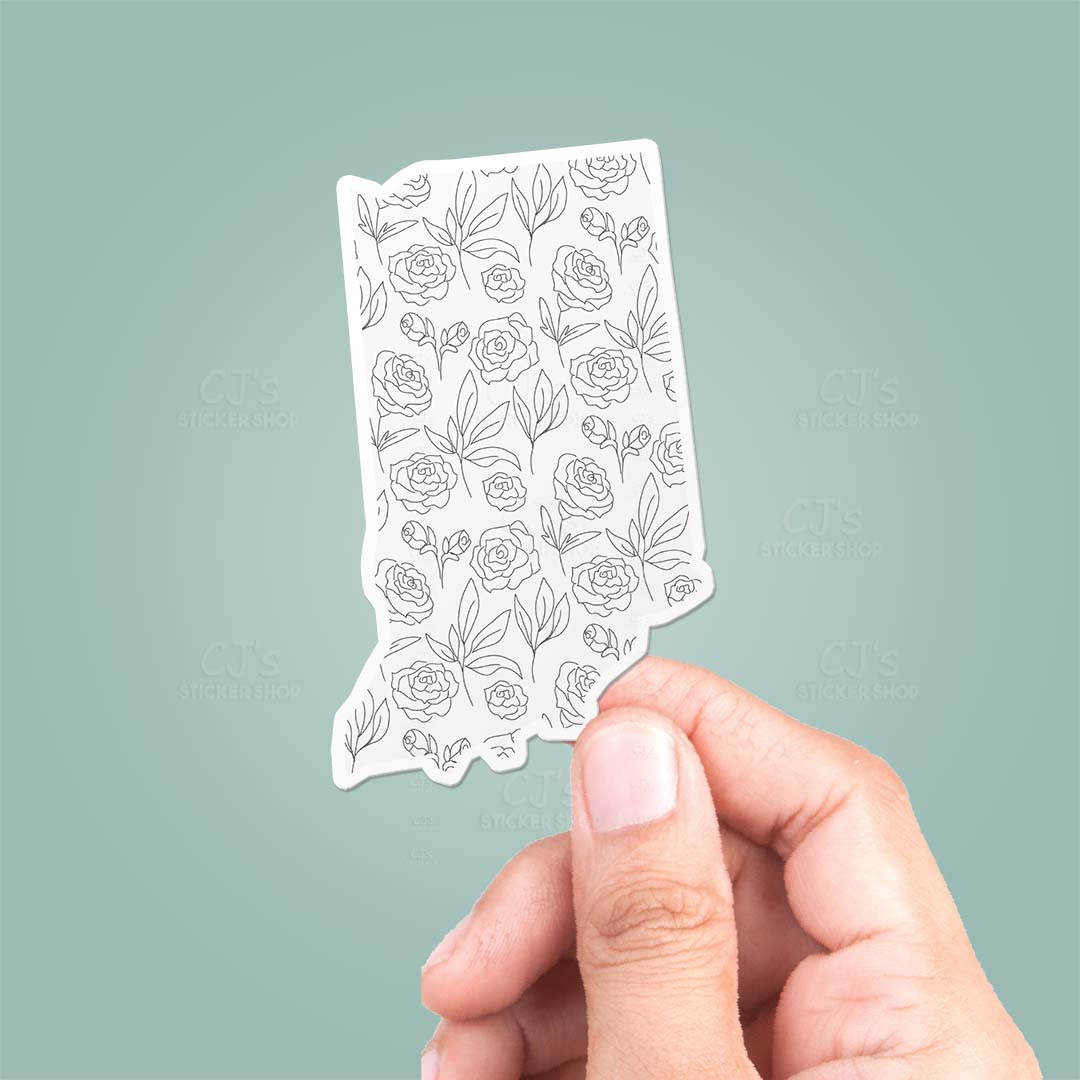 Indiana ID Floral Pattern Sticker