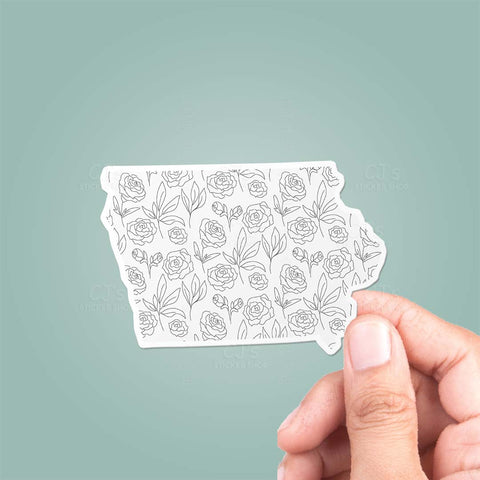 Iowa IA Floral Pattern Sticker