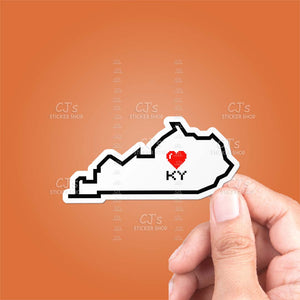 Kentucky Pixel Heart State Outline Sticker