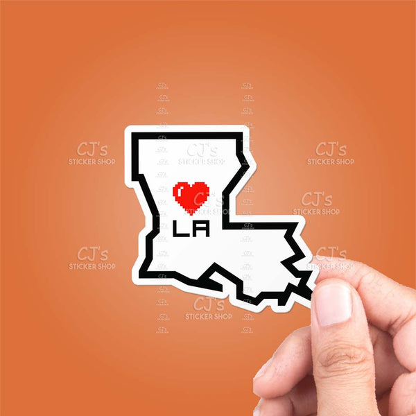 Louisiana Pixel Heart State Outline Sticker