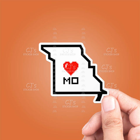 Missouri Pixel Heart State Outline Sticker