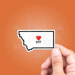 Montana Pixel Heart State Outline Sticker