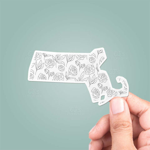 Massachusetts MA Floral Pattern Sticker