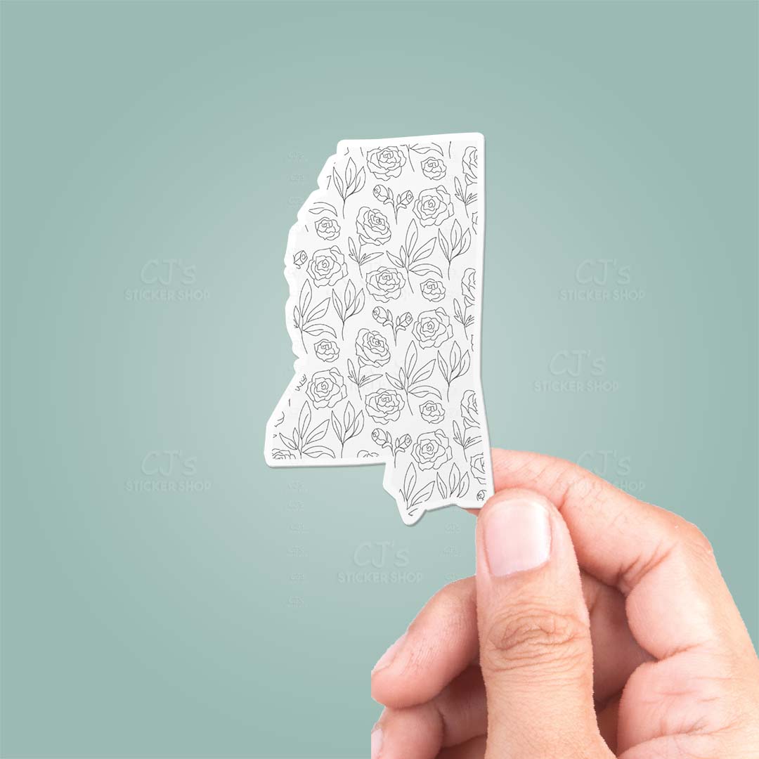 Mississippi MS Floral Pattern Sticker