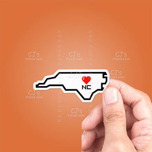 North Carolina Pixel Heart State Outline Sticker