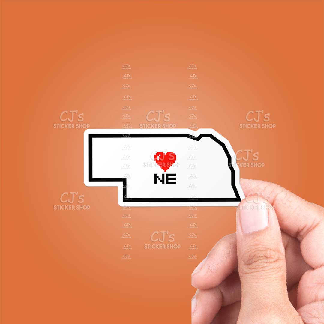 Nebraska Pixel Heart State Outline Sticker