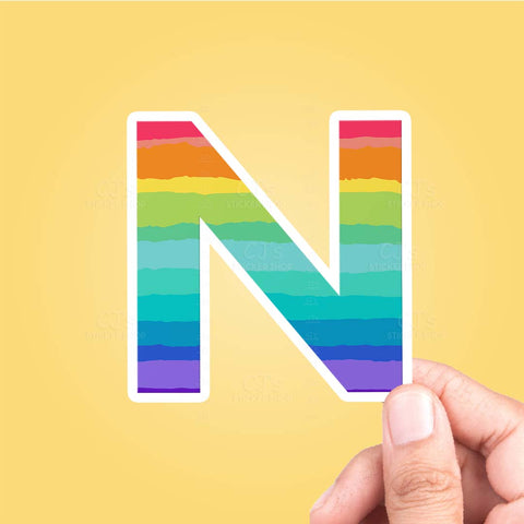 Letter "N" Rainbow Sticker