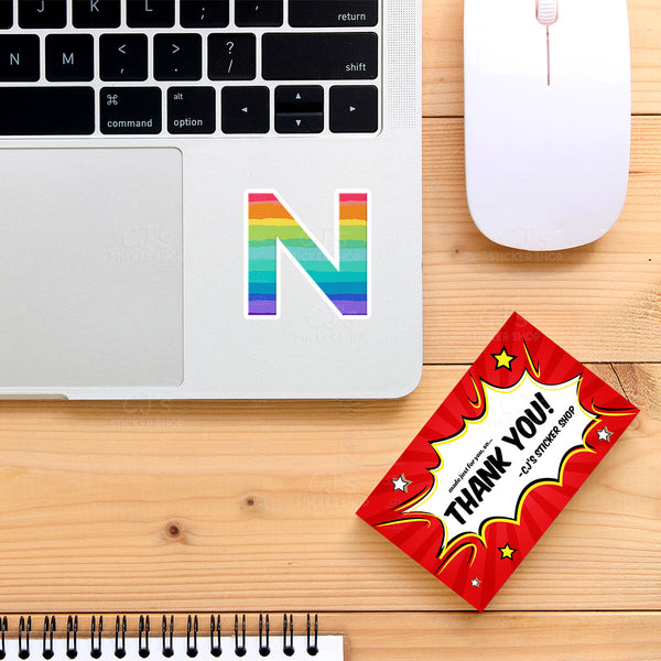 Letter "N" Rainbow Sticker