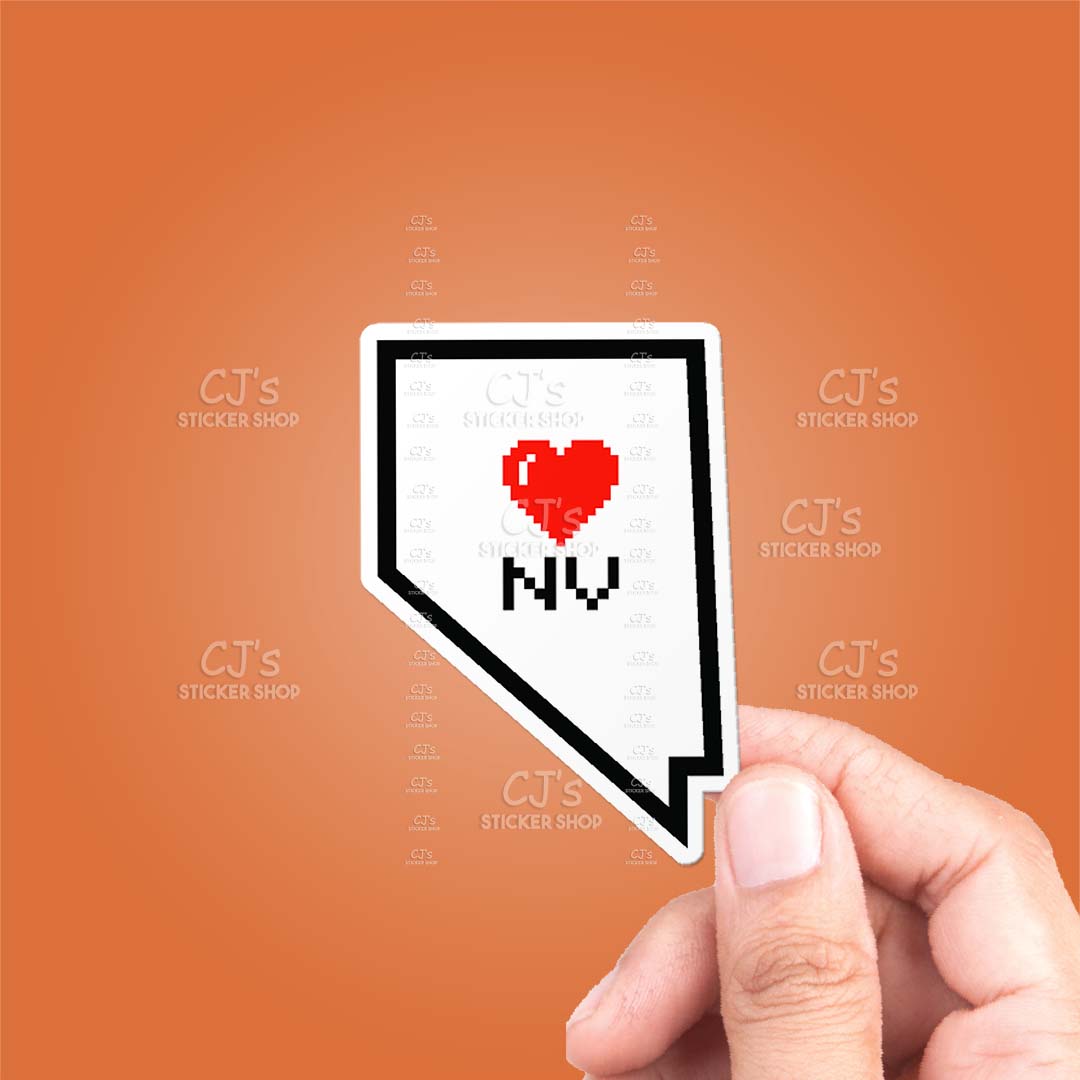Nevada Pixel Heart State Outline Sticker
